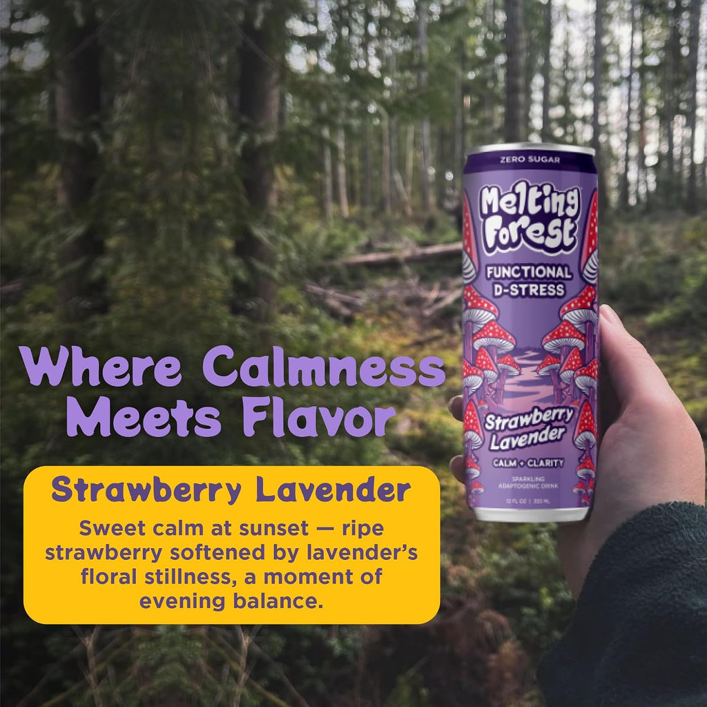 Mushroom D-Stress Drink 12 Pack - Strawberry Lavender