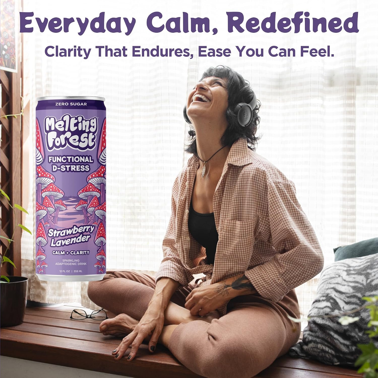 Mushroom D-Stress Drink 12 Pack - Strawberry Lavender