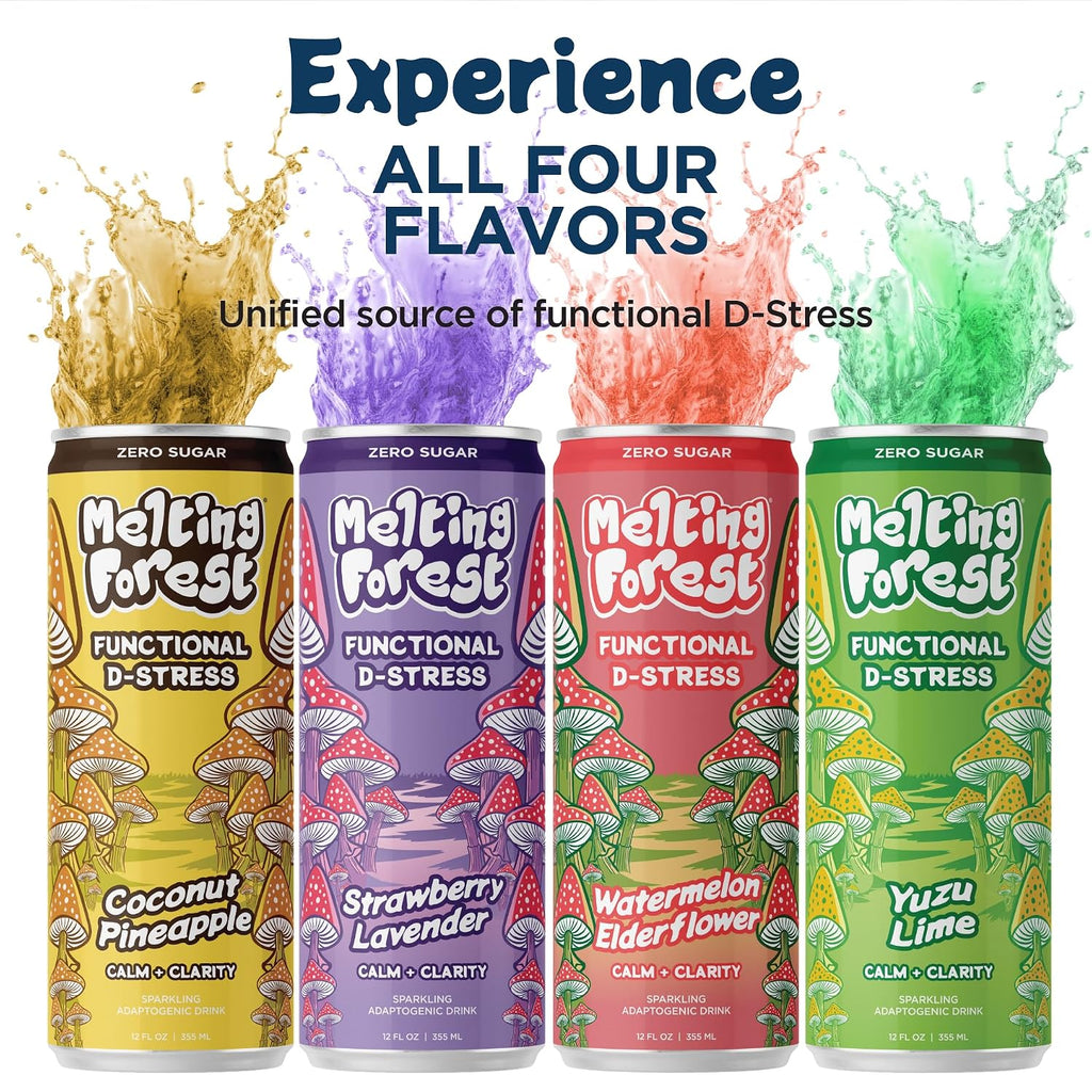 Mushroom D-Stress Drink 12 Pack - Strawberry Lavender