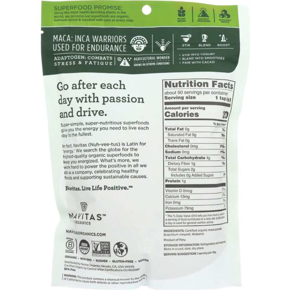 NAVITAS  Organic Maca Powder, 16 oz